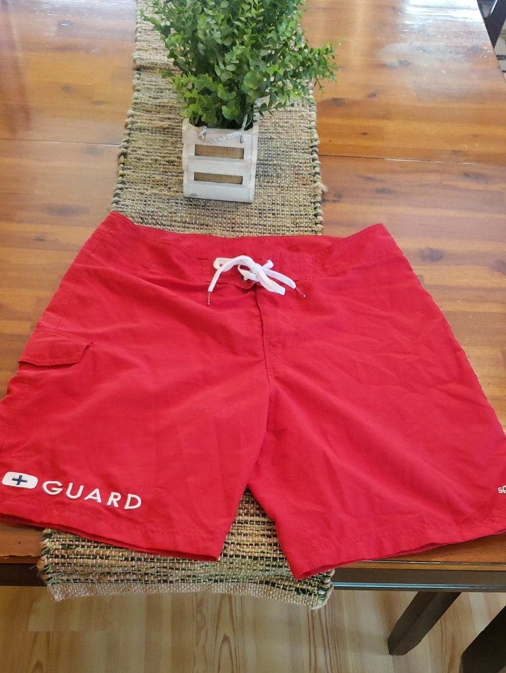Speedo Life Guard Red Men's Swim/Board Shorts Size Large